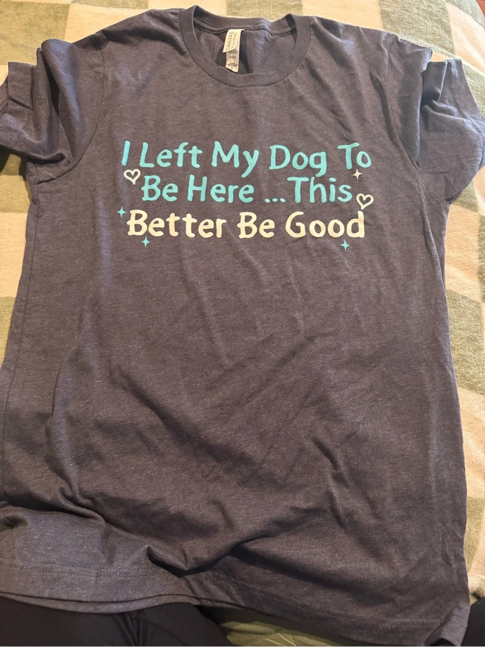 Bella Canvas Tee with Teal and Cream Text. Never been worn.